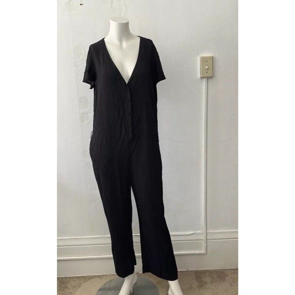 Paige Black Jumpsuit S Catalina vneck lagenlook minimalist classic missing belt